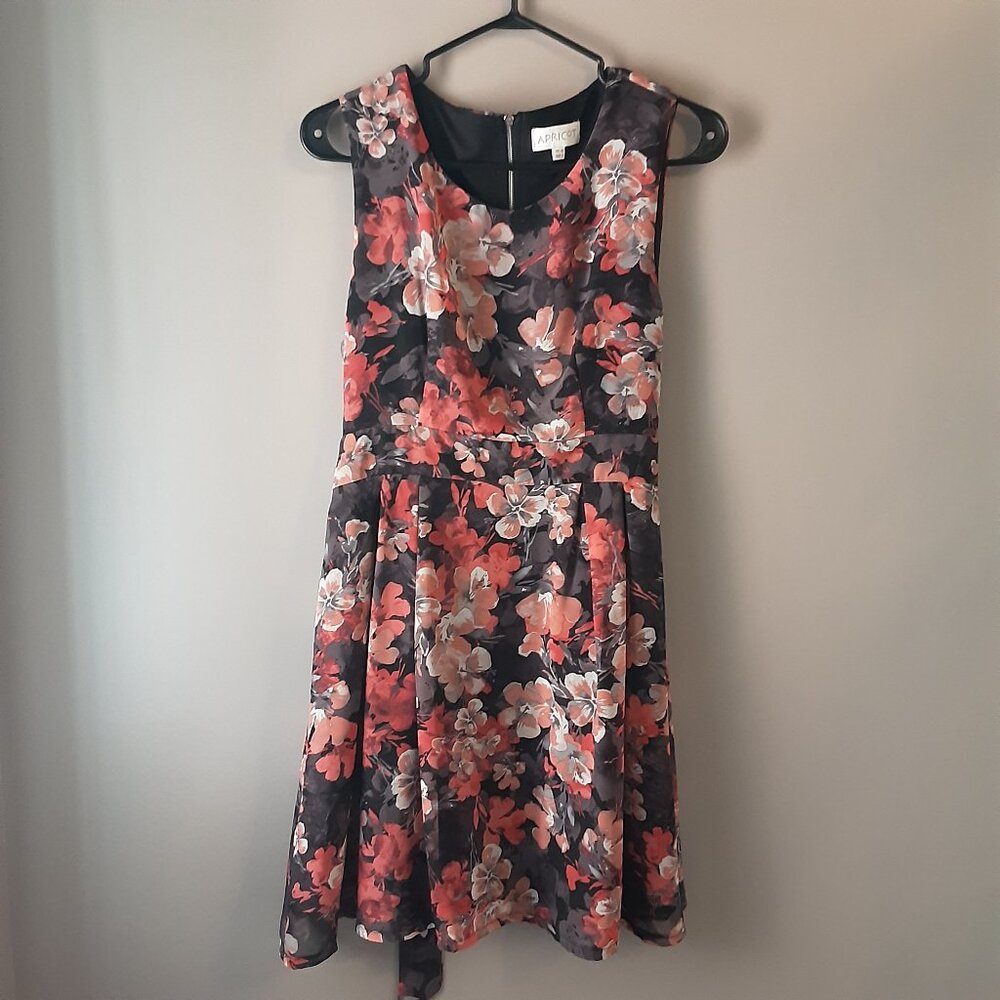 APRICOT Floral overlay Mini Dress - Black and orange S